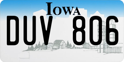 IA license plate DUV806