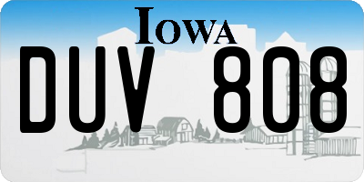 IA license plate DUV808