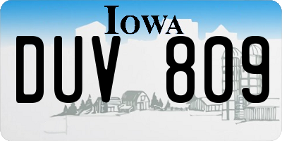 IA license plate DUV809