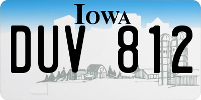 IA license plate DUV812
