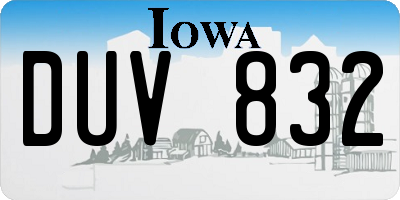 IA license plate DUV832