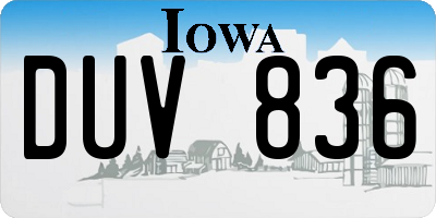 IA license plate DUV836