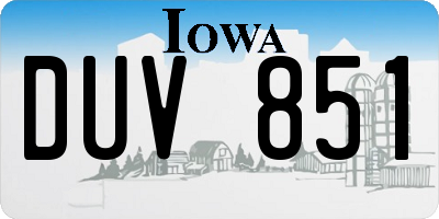 IA license plate DUV851