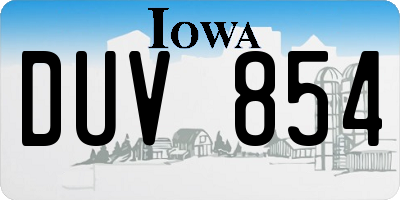IA license plate DUV854
