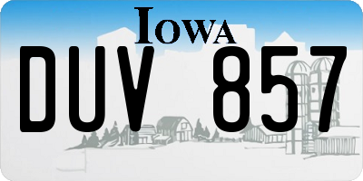 IA license plate DUV857