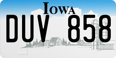 IA license plate DUV858