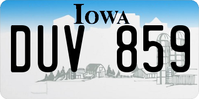 IA license plate DUV859