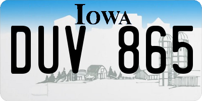 IA license plate DUV865