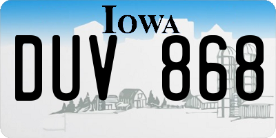 IA license plate DUV868