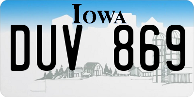 IA license plate DUV869