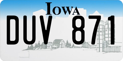 IA license plate DUV871