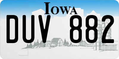 IA license plate DUV882