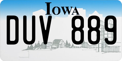 IA license plate DUV889