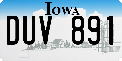 IA license plate DUV891