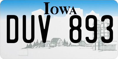 IA license plate DUV893