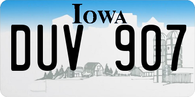 IA license plate DUV907