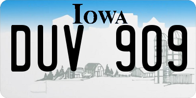 IA license plate DUV909
