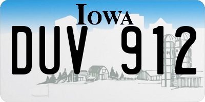 IA license plate DUV912