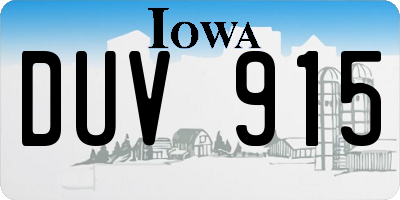 IA license plate DUV915