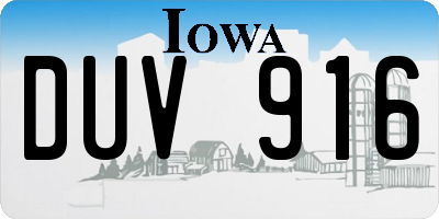 IA license plate DUV916