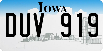 IA license plate DUV919