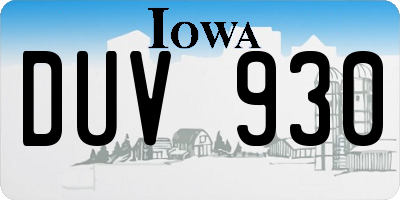 IA license plate DUV930
