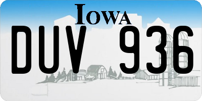 IA license plate DUV936