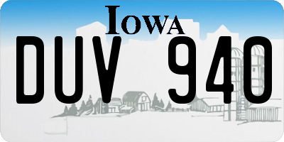 IA license plate DUV940