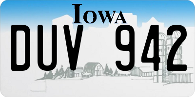 IA license plate DUV942