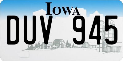 IA license plate DUV945