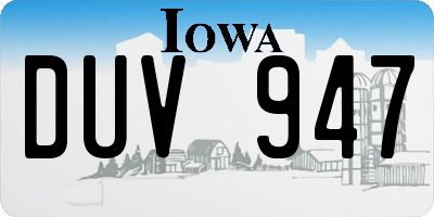 IA license plate DUV947