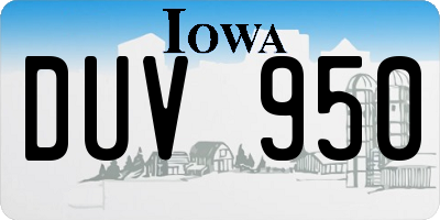 IA license plate DUV950