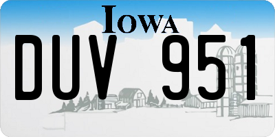IA license plate DUV951