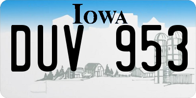 IA license plate DUV953