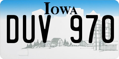 IA license plate DUV970