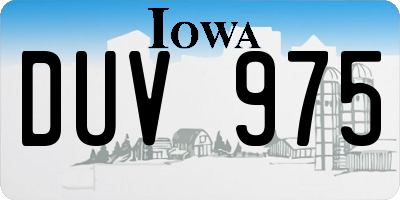 IA license plate DUV975