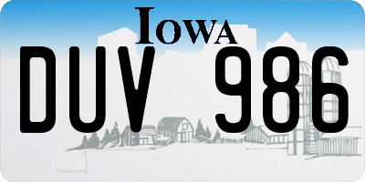 IA license plate DUV986