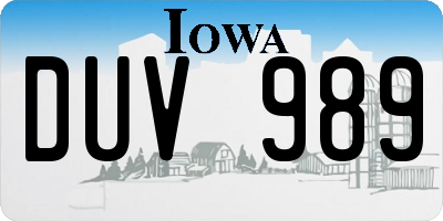 IA license plate DUV989