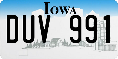 IA license plate DUV991