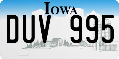 IA license plate DUV995
