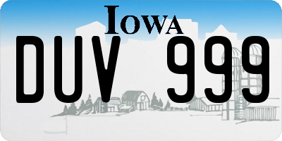 IA license plate DUV999
