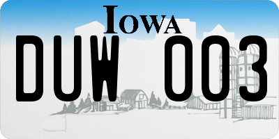 IA license plate DUW003