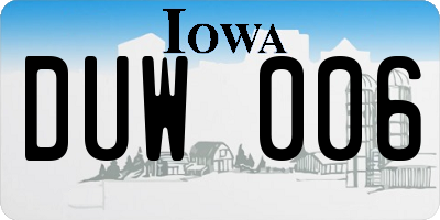 IA license plate DUW006