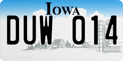 IA license plate DUW014