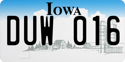 IA license plate DUW016