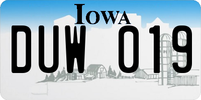 IA license plate DUW019