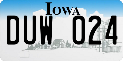 IA license plate DUW024
