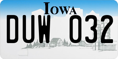 IA license plate DUW032