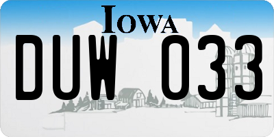 IA license plate DUW033
