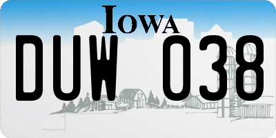 IA license plate DUW038